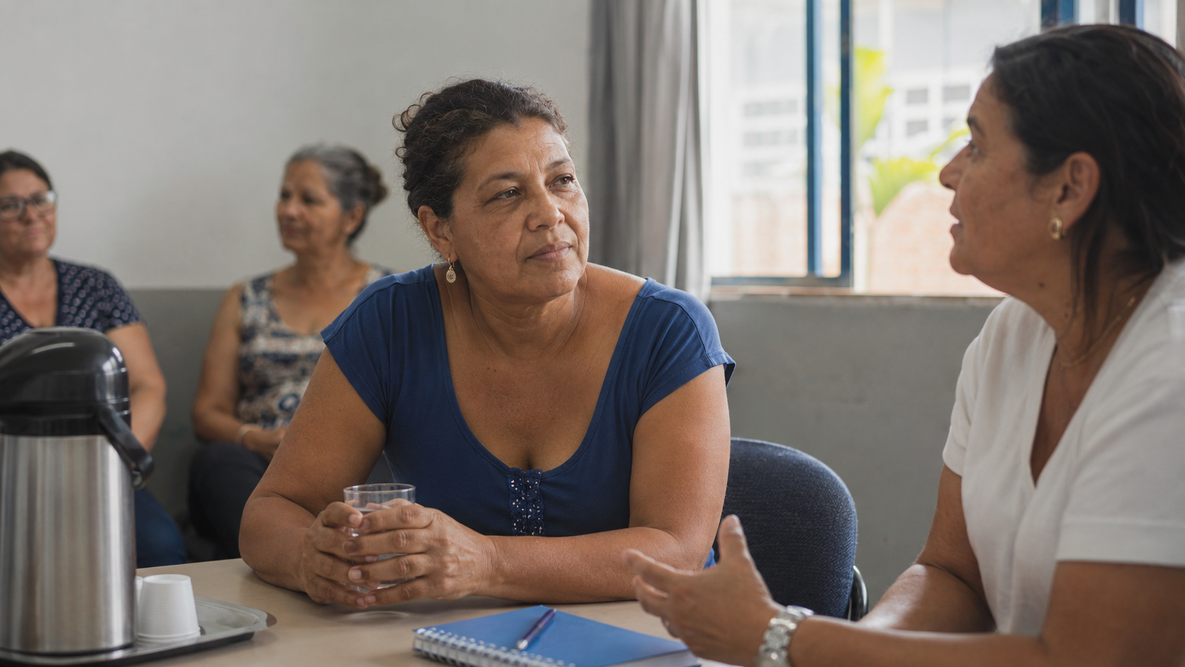 Roda de conversa entre cuidadoras em um grupo de acolhimento